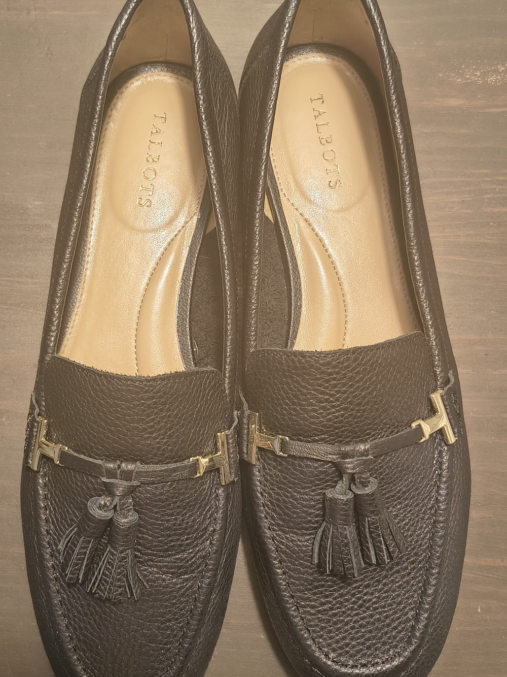 Talbots Jessie Tassel Black Leather Loafers US 10.5 M Like New worn 3 times.